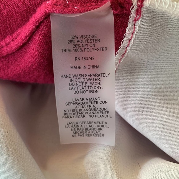 Milano Womens XL Twofer Blouse Double Layered Stretch Pink and White Long Sleeve - Picture 10 of 10